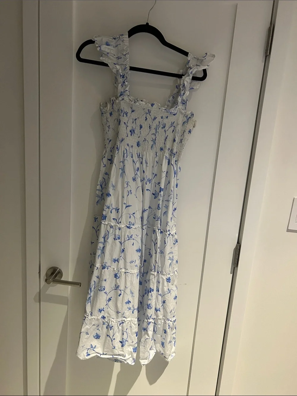 Hill House Ellie Nap Dress, White with Blue Floral Print - Picture 1 of 4